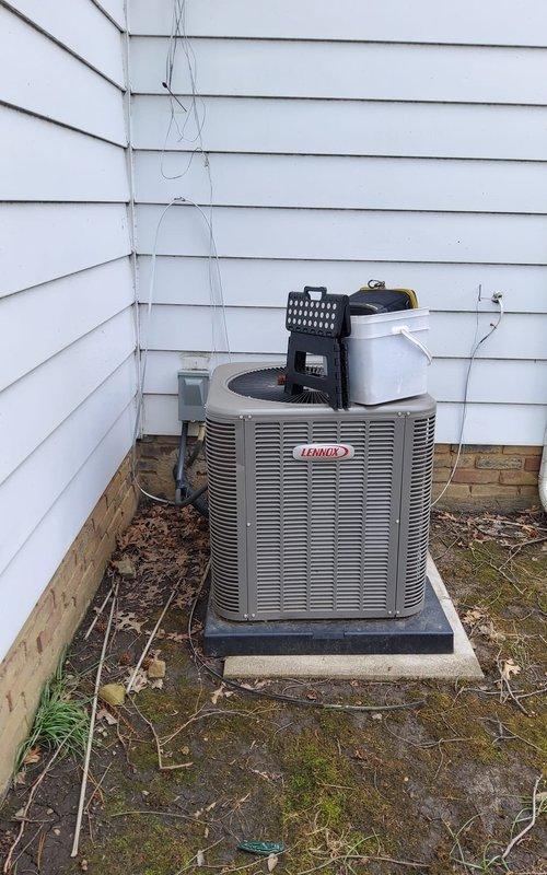 Completed comprehensive maintenance service on both three-year-old furnace and air conditioning systems. Performed interior inspection of furnace cabinet, including blower motor assembly, electrical connections, and gas line components; verified all wiring connections secure and control board operational. Conducted exterior AC condenser unit inspection and cleaning on Lennox unit; performed standard diagnostic testing and verified proper operation of both systems with no issues identified.