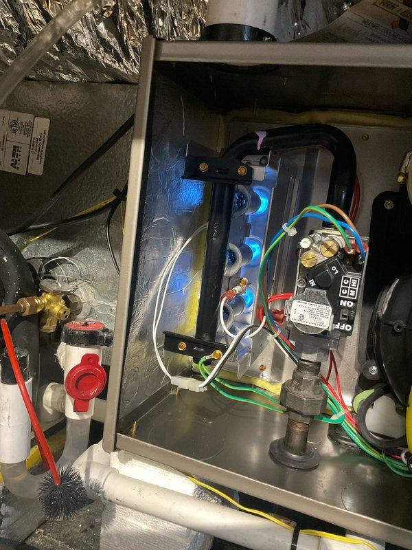Completed scheduled preventive maintenance on two residential furnace systems. Performed comprehensive inspections of both units, including examination of gas valves, control boards, blower motors, electrical connections, and safety devices. Verified proper operation of all components, checked wire connections and terminations, inspected PVC condensate drainage routing, and confirmed system functionality. All equipment found operating within normal parameters with no deficiencies noted.