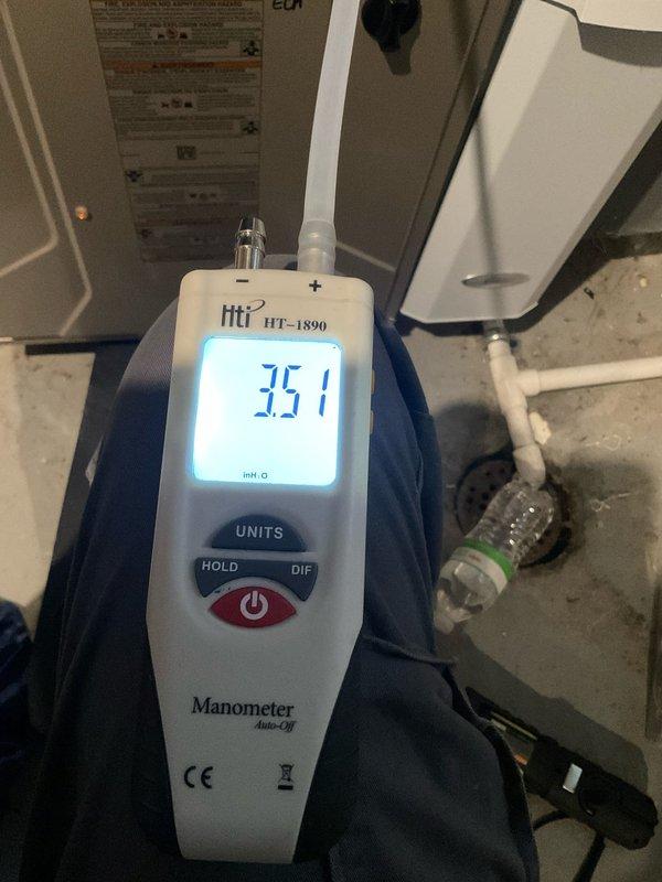 Performed routine heating maintenance and tune-up on 3-year-old furnace system operating within normal parameters. Conducted comprehensive diagnostics including gas pressure verification at 35.1 units using digital manometer and temperature differential measurements across heat exchanger. All system components inspected and confirmed proper operation with no deficiencies noted.