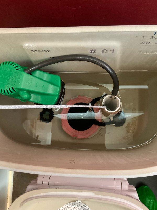 Completed comprehensive plumbing assessment of residential property. Inspection revealed significant water staining on basement utility room walls adjacent to main vertical drain stack, indicating past or active moisture intrusion requiring further investigation. Additionally, evaluated toilet tank components and flush valve assembly, documenting current operational condition of fill valve and flapper mechanism.