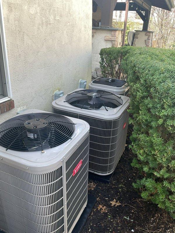 Completed comprehensive cooling maintenance tune-up on three outdoor condensing units servicing residential property. Performed full system diagnostics using refrigerant manifold with micron gauge, recording temperatures, pressures, and operational parameters across all three systems to verify proper refrigerant charge levels and system performance. All units inspected, tested, and confirmed operating within manufacturer specifications.