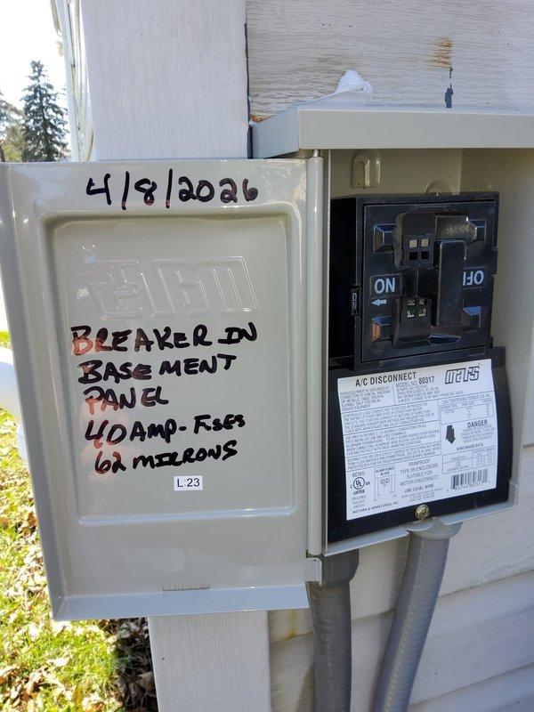 Completed full system replacement of air conditioning condenser unit and evaporator coil while reusing existing refrigerant line set. Verified electrical disconnect and circuit protection at 40-amp breaker, confirmed proper shutdown procedures prior to equipment removal. Performed vacuum pump evacuation of refrigerant lines to industry-standard specifications, monitoring system with digital micron gauge to ensure deep vacuum below acceptable moisture and contaminant levels. Installed new condenser and coil, made all necessary refrigerant connections, leak-tested system, and restored power for operational testing.
