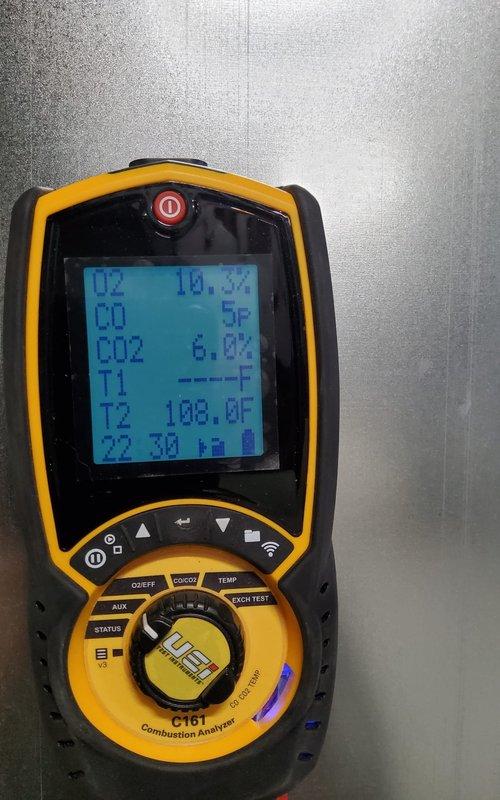 Completed routine heating maintenance on a 20-year-old Aire-Flo furnace system for Home Plan member. Performed comprehensive tune-up including combustion analysis testing, which confirmed proper oxygen, carbon monoxide, and carbon dioxide levels within acceptable parameters. System operational and all components functioning as designed with no deficiencies noted at time of service.