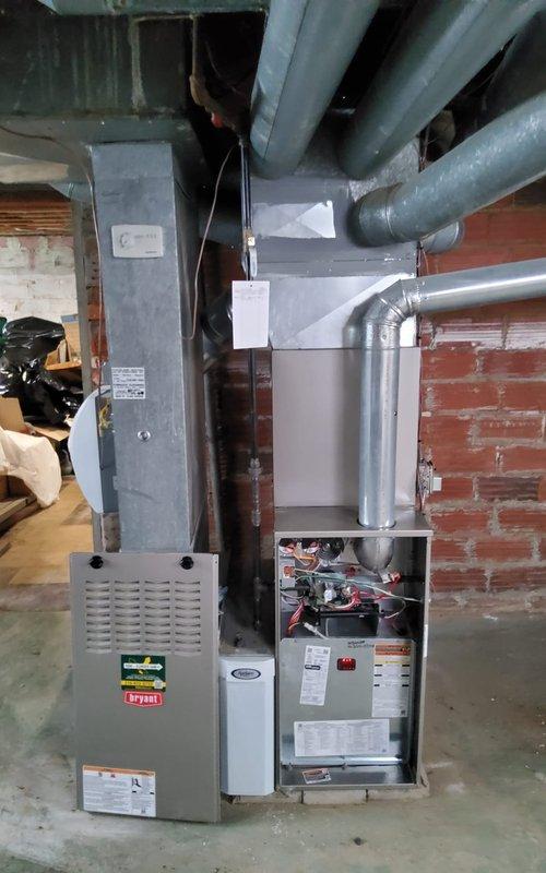 Responded to no heat call following previous day's maintenance visit on one-year-old furnace. Upon arrival, thermostat displayed "call for service" error code. Diagnosed faulty printed circuit board (PCB) causing system lockout. Replaced defective control board, restored power, and verified proper system operation with all safety controls functioning correctly.