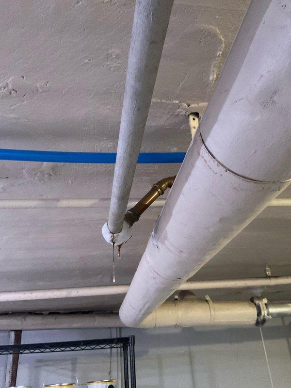Responded to service call for leaking water pipe connected to tanked water heater originally installed in 2018. Upon arrival at 112-year-old residential property, performed visual inspection of plumbing system and identified source of leak at pipe connection point. Confirmed no water damage to surrounding ceiling, walls, or structural components at time of inspection. 

Assessed condition of existing PVC piping network in basement utility area, noting proper routing and installation of water supply lines including PEX tubing and associated shut-off valves. Inspected brass fittings and connections at pipe intersections for signs of deterioration or compromise. Evaluated water heater installation and verified all supply and discharge lines for proper function and integrity.

Tightened connection at leak source and tested system under normal operating pressure to confirm repair effectiveness. Monitored all visible pipe sections, joints, and fittings for additional moisture or potential fa
