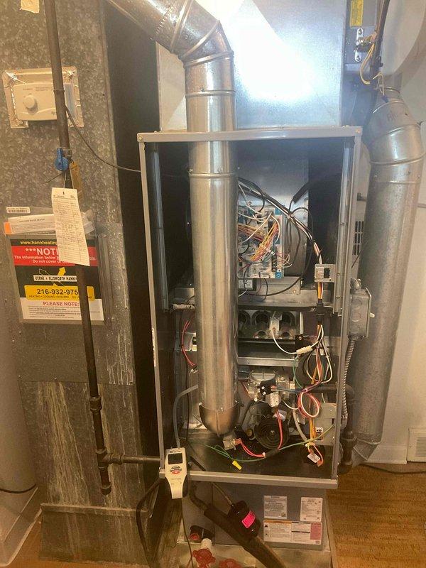 Completed comprehensive home plan maintenance service including both heating and cooling tune-ups on residential HVAC system. Performed thorough inspection and maintenance of gas furnace, including examination of burner assembly, heat exchanger, gas valves, control boards, electrical connections, and venting system. Conducted complete air conditioning system tune-up with focus on refrigerant levels, compressor operation, condenser coil condition, and electrical measurements using clamp meter and multimeter to verify proper system performance and efficiency.