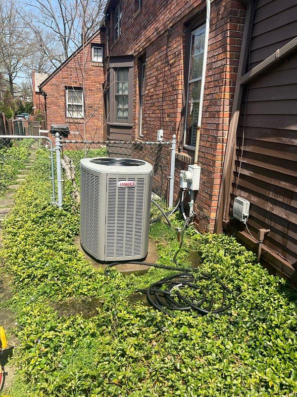 Performed routine maintenance on a 17-year-old Lennox air conditioning system. Completed comprehensive tune-up including system diagnostics using refrigerant manifold gauges to verify operating pressures and temperatures across all refrigerant lines. All measured values were within normal operating parameters, confirming proper system performance and refrigerant charge levels.