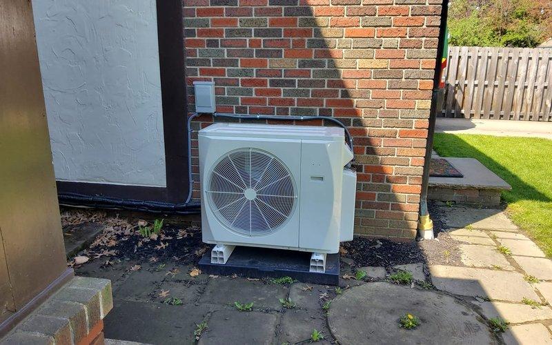 Responded to install callback for newly installed mini split system with potential refrigerant loss. Upon arrival, inspected both indoor wall-mounted evaporator unit and outdoor condensing unit. Verified proper installation of refrigerant lines, electrical connections, and condensate drainage. Checked system pressures and confirmed refrigerant charge was within manufacturer specifications. System tested and operating normally with no leaks detected.