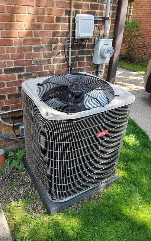 Completed comprehensive cooling tune-up and inspection on 5-year-old Bryant air conditioning system per scheduled maintenance agreement. Thoroughly assessed outdoor condenser unit for potential damage from ice cycling concerns reported by homeowner, finding no visible damage to cabinet, coil fins, fan blade, or grille assembly. Unit operating within normal parameters with all components functioning properly.