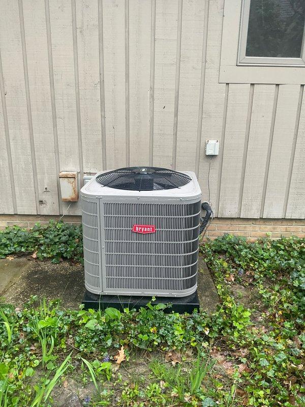 Completed preventive maintenance on Bryant residential cooling system per customer's request for first available appointment. Performed comprehensive system diagnostics using Fieldpiece SMAN digital manifold with micron gauge to verify refrigerant pressures, temperatures, and system performance parameters. Outdoor condenser unit inspected and found operational with fan motor and compressor functioning within normal specifications. All electrical connections at disconnect box verified secure, refrigerant lines inspected for leaks or damage, and coil fins checked for condition. System operating properly with no deficiencies noted at time of service.