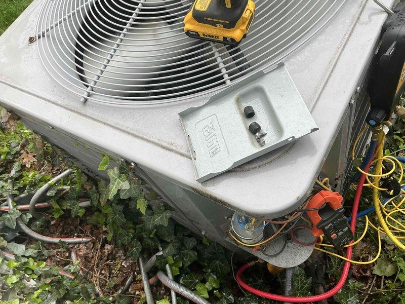 # HVAC Maintenance - Cooling 2 Systems

Performed routine preventative maintenance on two residential cooling systems. On the outdoor condenser unit, conducted refrigerant pressure diagnostics using manifold gauge set to verify proper system charge and operating pressures. Inspected condenser coil condition, fan motor operation, and electrical connections at the outdoor disconnect. All refrigerant levels were within manufacturer specifications with no leaks detected.

Inside the air handling unit, inspected the blower wheel assembly which showed moderate dust accumulation on the blades. The blower wheel exhibited normal operational wear patterns consistent with regular use. Verified blower motor function and airflow delivery. All mechanical components operated within normal parameters. Both cooling systems tested and confirmed operational upon completion of maintenance service.