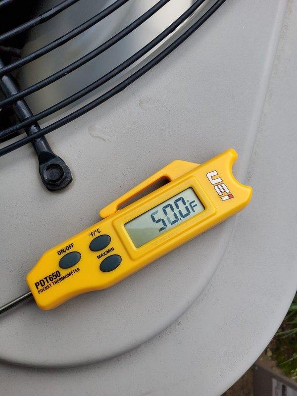 Performed annual cooling system maintenance and tune-up on a 16-year-old air conditioning unit as part of the preventative maintenance plan. Conducted comprehensive system inspection including refrigerant pressure and temperature diagnostics using calibrated manifold gauges, recording superheat and subcooling measurements to verify proper system charge and operation. Measured supply air temperature at 52°F, confirming adequate cooling performance. Inspected condenser coil condition and verified proper heat exchange operation. System operating within normal parameters with no deficiencies noted at time of service.