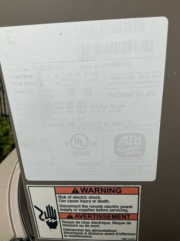 Performed comprehensive preventive maintenance on an 11-year-old Goodman outdoor condensing unit, model W1AC06SA181A. System was operational with no reported issues at time of service. Completed full tune-up inspection including visual assessment of electrical components, verification of manufacturer specifications, and examination of blower wheel assembly. Noted moderate dust and debris accumulation on blower wheel blades and housing, consistent with normal operation over extended service interval. All electrical specifications confirmed per nameplate data: 208-230V, 1PH, 60HZ operation. Unit remains in serviceable condition for continued operation.