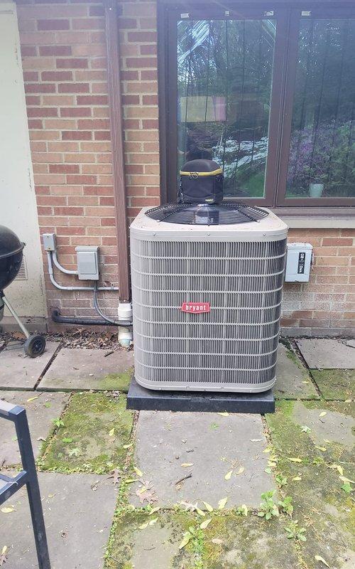 Completed comprehensive annual cooling system maintenance on residential HVAC system. Performed full AC tune-up on outdoor condensing unit and indoor air handler, including inspection of all major components, refrigerant line assessment, electrical connections verification, and system performance evaluation. All equipment found operating within normal parameters with no issues identified. System ready for cooling season operation.