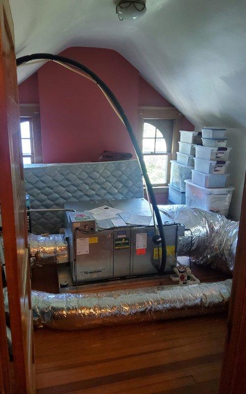 Completed comprehensive cooling system maintenance on 12-year-old residential air conditioning system including both indoor attic-mounted air handler and outdoor condensing unit. Performed standard preventive maintenance procedures: inspected and cleaned condenser coils, checked refrigerant levels and pressures, tested electrical connections and capacitors, verified proper airflow through ductwork, and confirmed system operational efficiency. All components found to be functioning within manufacturer specifications with no immediate repairs required.