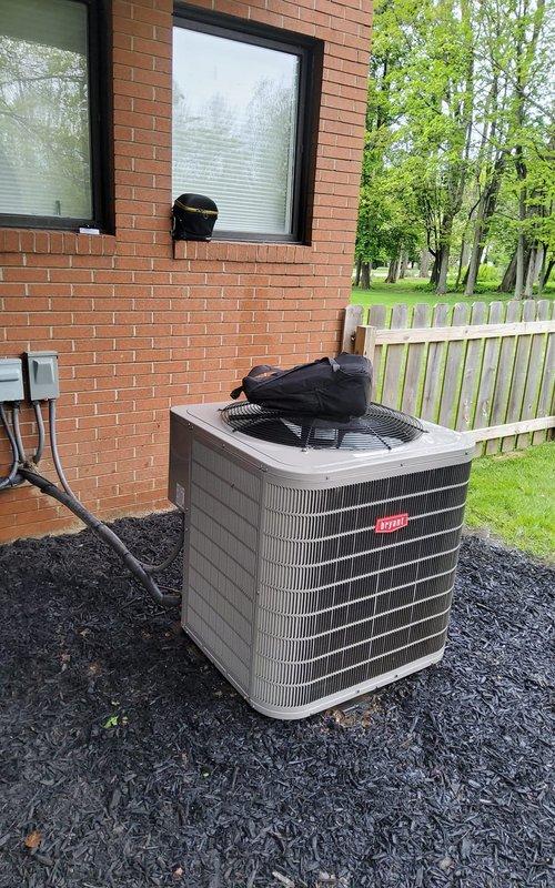 Performed scheduled maintenance tune-up on residential Bryant air conditioning system. Completed comprehensive inspection of condenser unit, checked refrigerant levels, examined electrical connections at disconnect box, and verified proper operation of all components. Unit tested and confirmed operating within normal parameters upon completion.