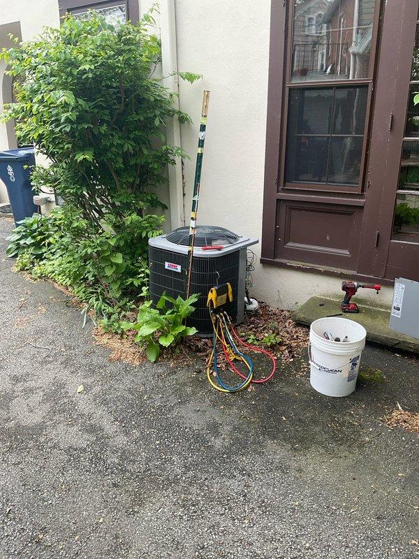 Completed comprehensive AC tune-up on 9-year-old residential cooling system. Performed standard maintenance protocol including refrigerant pressure and temperature diagnostics using digital manifold gauges, confirming system operating within manufacturer specifications at 95.2 PSI suction and proper superheat/subcooling values. Inspected condenser unit exterior components, coil condition, and refrigerant lines for wear or damage. System found to be operating efficiently with no deficiencies noted at time of service.