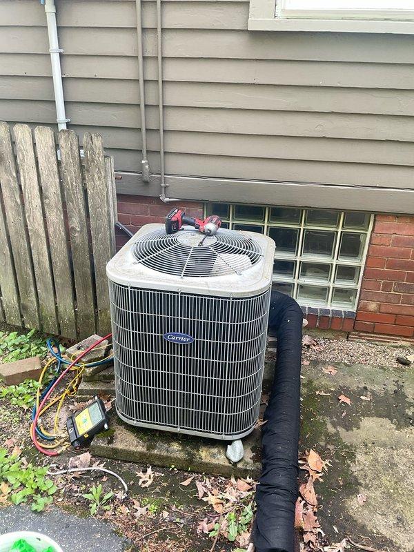 Completed comprehensive cooling system maintenance and tune-up on residential HVAC system. Performed thorough inspection of indoor furnace/air handler unit in basement, checking all electrical connections, blower assembly, and condensate drainage system. Evaluated outdoor condenser unit, utilizing manifold gauges to verify refrigerant pressures and system charge levels, ensuring optimal cooling performance. All components found operating within manufacturer specifications. Customer enrolled in preventive maintenance membership program during service visit.