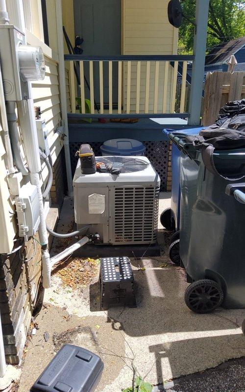Completed recurring cooling maintenance on 3rd floor residential system. Performed standard preventive maintenance procedures on outdoor condensing unit, including inspection of electrical connections, refrigerant levels, and overall system operation. Unit found operating within normal parameters with no immediate service needs identified.