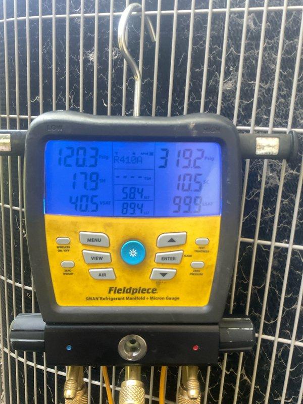 Completed comprehensive cooling tune-up on two HVAC systems as part of recurring home plan maintenance. Performed diagnostic testing on outdoor condenser unit using refrigerant manifold and micron gauge, recording temperature and pressure readings to verify proper system operation. Serviced indoor air handler unit in basement mechanical room and replaced air filter to ensure optimal airflow and system efficiency.