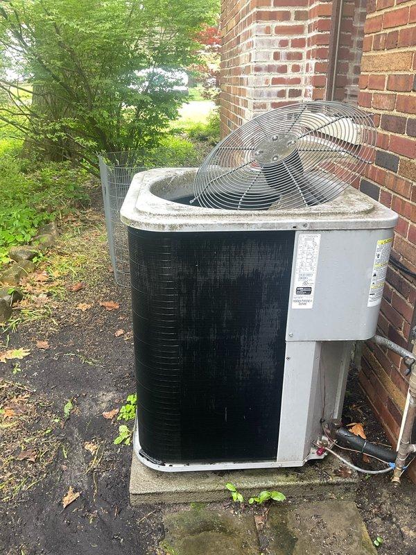 Installed hard start kit on outdoor condensing unit to improve compressor performance and reduce startup strain on electrical components. Performed thorough condenser coil cleaning to restore proper heat transfer efficiency and airflow through the unit, removing accumulated dirt, debris, and biological growth from exterior surfaces and coil fins.