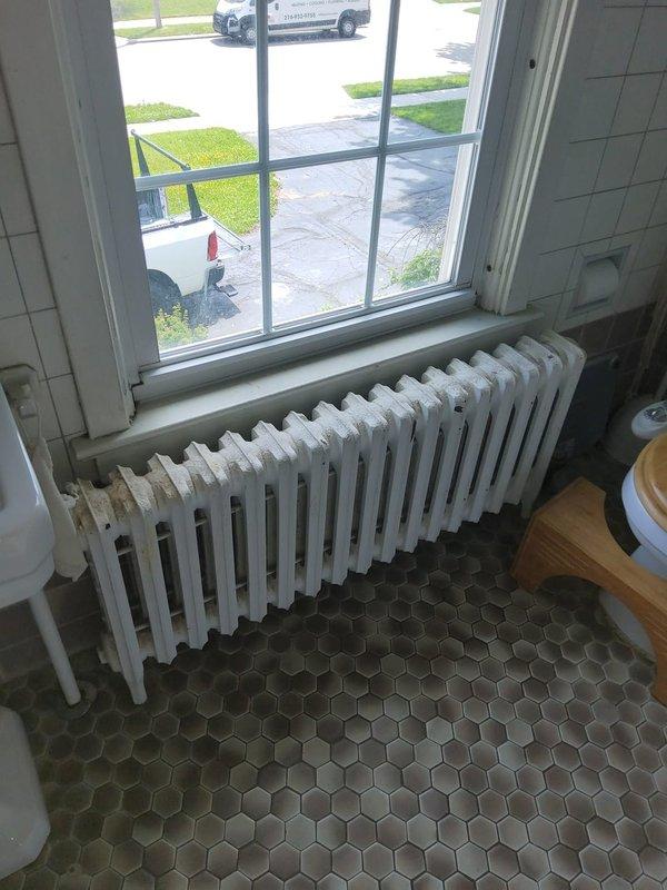 Responded to service call for radiator removal. Successfully disconnected and removed eight cast iron radiators from various locations throughout the residence, including units from bedroom and bathroom areas, to allow customer to have them professionally sandblasted for restoration. All radiator connections were properly capped and secured to maintain system integrity during the interim period. Documented existing radiator locations and configurations with photographs for accurate reinstallation reference. Provided quote for future reinstallation of all eight radiators upon completion of sandblasting work.
