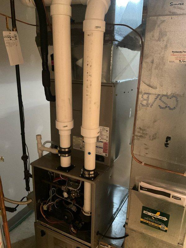 Completed scheduled cooling system maintenance on a 2-year-old Goodman CPVPA3617XMCF+AAT air conditioning unit with R-410A refrigerant. Performed comprehensive tune-up including inspection of all mechanical and electrical components, verified proper operation of the blower assembly, checked refrigerant levels and system pressures, inspected condenser coils and ductwork connections, and confirmed all safety controls and electrical connections were secure and functioning correctly. Unit operating within manufacturer specifications with no issues identified.