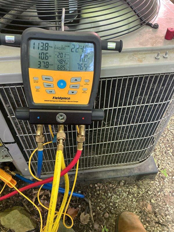 Completed preventive maintenance tune-up on residential air conditioning system. Performed system diagnostics using digital manifold gauges to verify refrigerant pressures, temperatures, and operating parameters were within manufacturer specifications. Inspected blower wheel assembly and confirmed clean condition with proper blade alignment and secure mounting hardware.