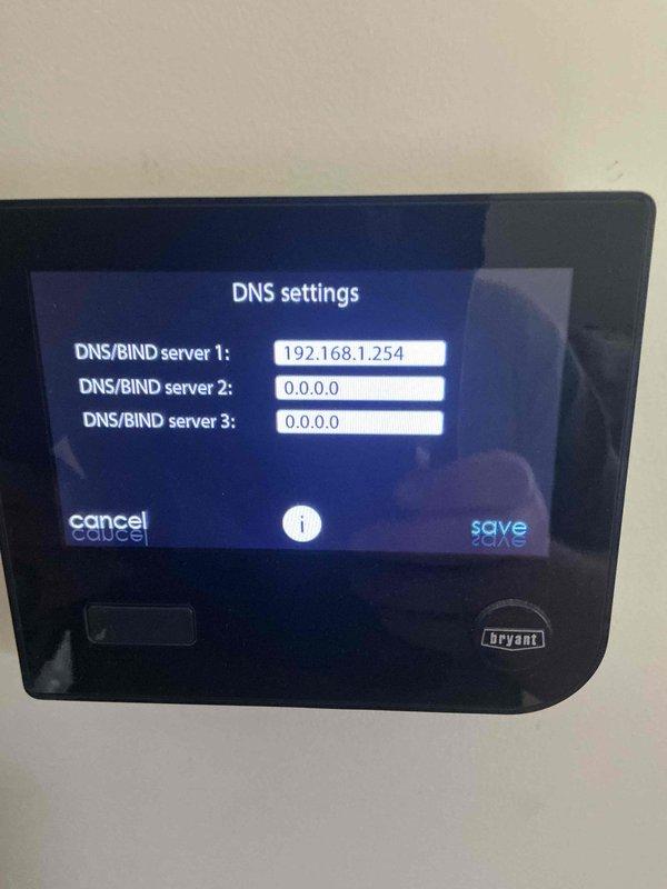 Responded to no cooling call on 3-year-old Bryant air conditioning system. Upon arrival, performed system diagnostics and found thermostat configuration issues affecting zone control operation. Accessed thermostat settings menu and reviewed zone occupancy setup for over-garage area, which was improperly configured. Verified DNS settings and network connectivity on Bryant touchscreen control panel to ensure proper communication between thermostat and HVAC equipment. Adjusted zone settings from disabled to enabled status and confirmed proper thermostat-to-system communication. Tested system operation and verified cooling cycle initiated correctly. System now functioning as designed with proper zone control and thermostat response.