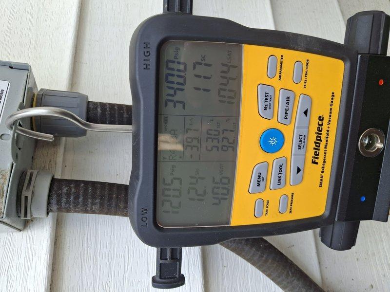 Completed annual cooling maintenance and tune-up on a 9-year-old air conditioning system. Performed comprehensive system inspection, checked refrigerant pressures and temperatures using digital manifold gauges, cleaned condenser coil fins, and verified proper system operation. All components found to be functioning within manufacturer specifications with no deficiencies noted.