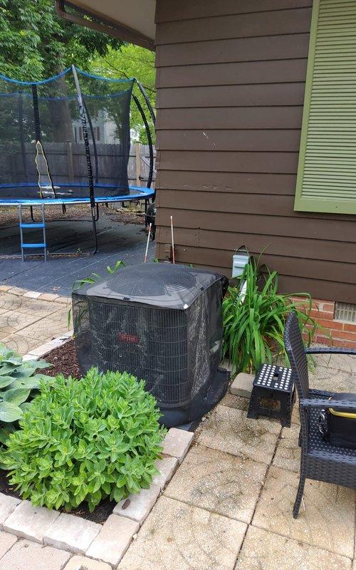 Completed scheduled maintenance tune-up on residential air conditioning system. Performed comprehensive inspection of outdoor condenser unit, verified proper operation of all components, and ensured system readiness for cooling season. Unit found in good working condition with adequate clearance from surrounding landscaping and proper placement on concrete pad.