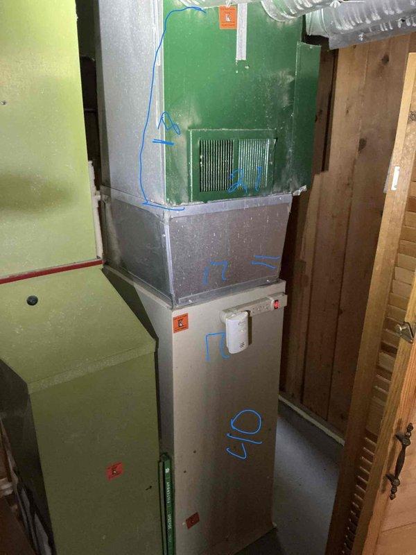 Conducted on-site assessment for HVAC system replacement in residential basement installation. Evaluated existing furnace unit with heat exchanger and connected ductwork, documented current system configuration including flexible metallic ductwork routing and utility room layout with water heater proximity. Confirmed customer availability and provided comprehensive replacement estimate for new equipment installation.