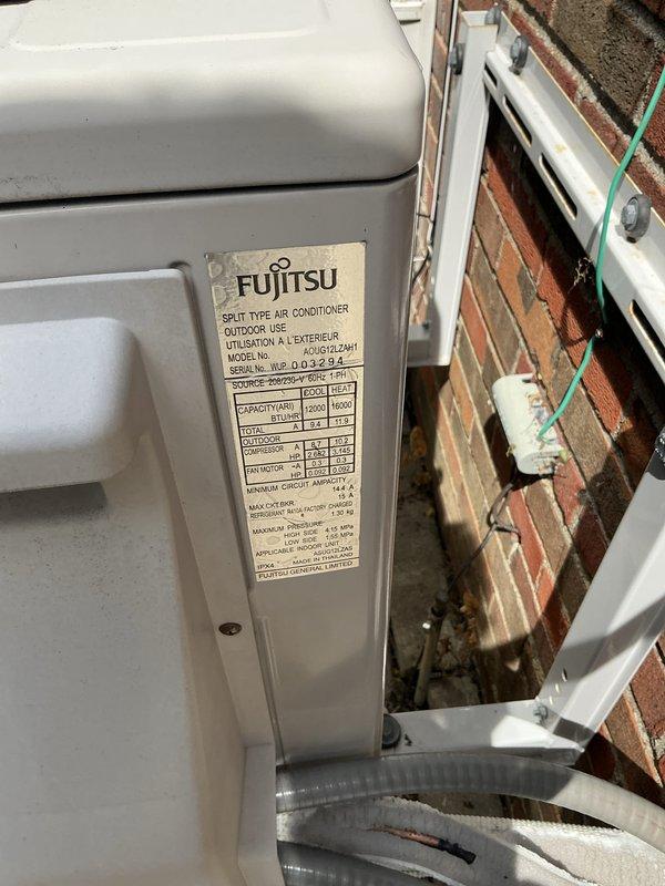 Completed MVP cooling maintenance on a one-year-old Fujitsu split-type air conditioning system. Performed comprehensive inspection of outdoor condensing unit and indoor blower assembly, including squirrel cage fan wheel. All components inspected, cleaned, and verified operational with no deficiencies noted.