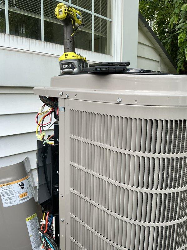 Performed preventive maintenance tune-up on one-year-old heat pump and furnace system. Inspected outdoor heat pump unit electrical components including capacitor, contactor, and control board; verified all connections secure and operational. Both systems operating within normal parameters with no issues identified or repairs required.