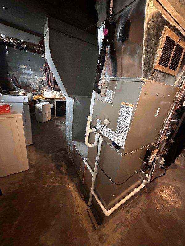 Completed full HVAC system replacement including furnace, evaporator coil, air conditioning unit, and thermostat. Upgraded existing bypass humidifier to power humidifier for improved humidity control and system efficiency. System was evacuated to proper micron level as verified by digital vacuum gauge, ensuring complete moisture removal from refrigerant lines prior to charging. All refrigerant lines, condensate drainage, and ductwork connections were properly installed and sealed. New equipment was tested and confirmed operational with all safety controls functioning correctly.