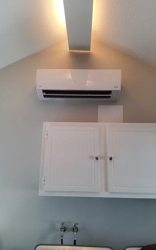 Performed comprehensive tune-up and maintenance inspection on dual cooling system consisting of outdoor central air conditioning condenser unit and interior ductless mini-split system. Completed standard preventive maintenance procedures including visual inspection of both units, verification of proper operation, and system performance evaluation with no issues identified during service call.