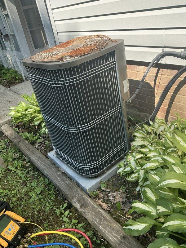 Completed preventive maintenance on residential split system air conditioning unit. Performed comprehensive inspection of indoor air handler (WFAU062A12-19 model) and outdoor condenser unit. Checked refrigerant pressures and temperatures using manifold gauge set, verified proper system operation, and inspected all accessible components including condenser coils and refrigerant line sets. System found to be operating within normal parameters with no immediate service needs identified.