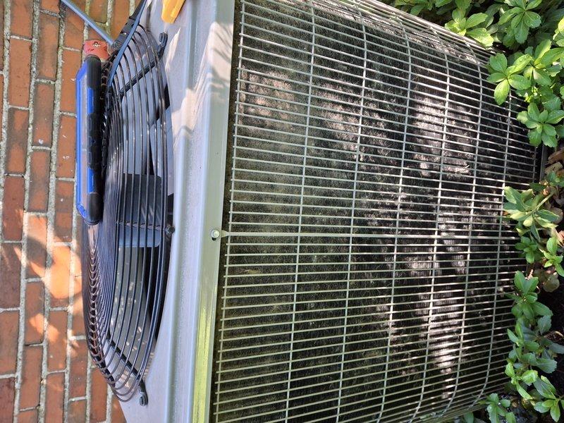 Performed comprehensive AC tune-up on 15-year-old cooling system. Upon arrival, unit was operational with no reported issues or symptoms. Conducted thorough inspection of outdoor condenser unit, which showed significant dirt and debris accumulation on exterior coil grille with visible algae growth and oxidation. Cleaned condenser coils and exterior surfaces to restore proper airflow and system efficiency. Verified fan operation and checked all electrical connections. System tested and confirmed to be functioning properly following maintenance service.