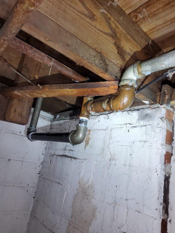 Responded to emergency dispatch for gas leak resulting in complete loss of gas service to residence. Located and repaired gas line leak in crawl space area where copper gas piping connects to distribution system near HVAC components. Restored gas service to house and verified system integrity through pressure testing and leak detection protocols.