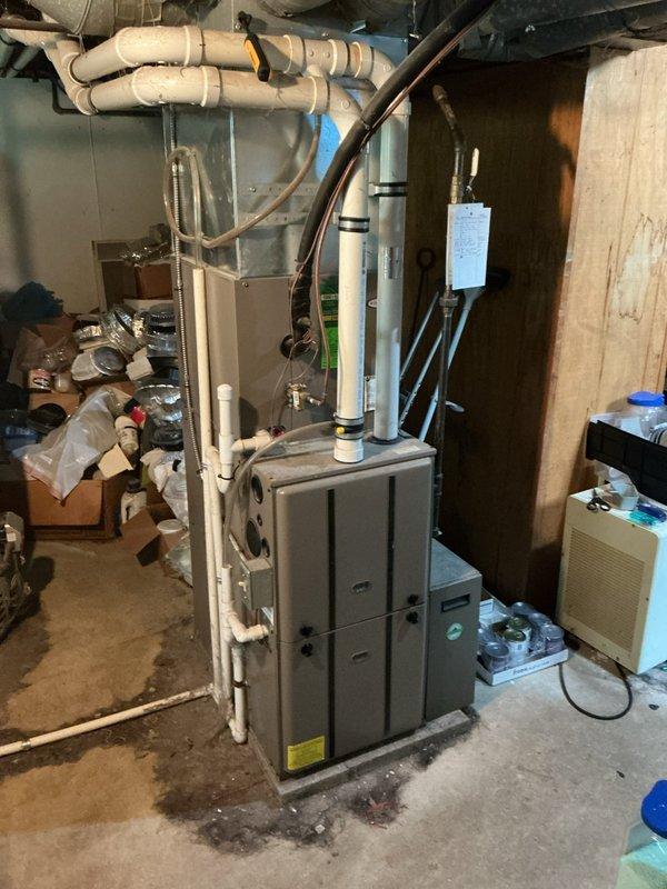 Responded to a no cooling call that originated as a routine filter replacement request. Upon arrival, performed diagnostic evaluation of the residential air conditioning system, which included inspection of the outdoor condensing unit located in the side yard and the indoor air handler/furnace system in the basement. Based on system assessment and age considerations, provided comprehensive estimate for complete HVAC system replacement including removal of existing equipment and installation of new heating and cooling components.