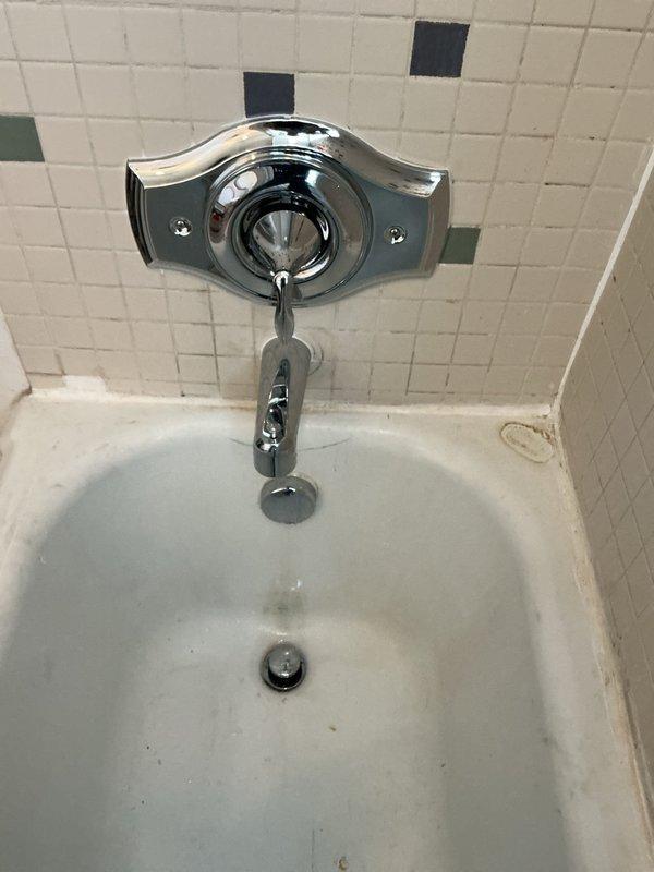 Replaced both the three-handle tub and shower valve assembly and the single-handle tub and shower valve with new chrome fixtures. The installation included new escutcheon plates and trim, restoring proper water control and diverter function to the bathtub plumbing system.
