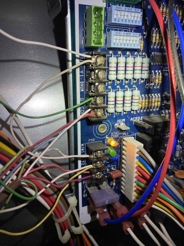 Responded to no cooling complaint for upstairs zone. Upon inspection, accessed furnace air handler and control board to diagnose system operation. Evaluated electrical connections, control board functionality, and blower motor assembly to identify cause of inadequate cooling to upper level of residence.