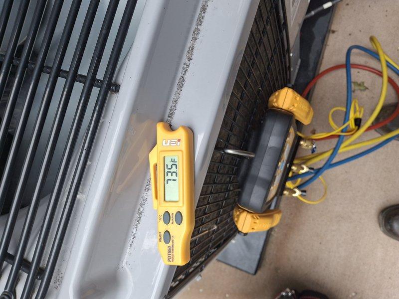 Arrived on-site for scheduled AC maintenance on 7-year-old system originally installed in 2019. Performed comprehensive inspection of outdoor condensing unit and indoor air handler components. Inspected blower wheel assembly, confirming clean operational condition with minimal dust accumulation and proper motor shaft alignment. Measured system operating temperature at 73.5°F and conducted refrigerant pressure diagnostics using manifold gauges. All components found to be functioning within normal parameters with no water leaks detected or service issues identified during inspection.