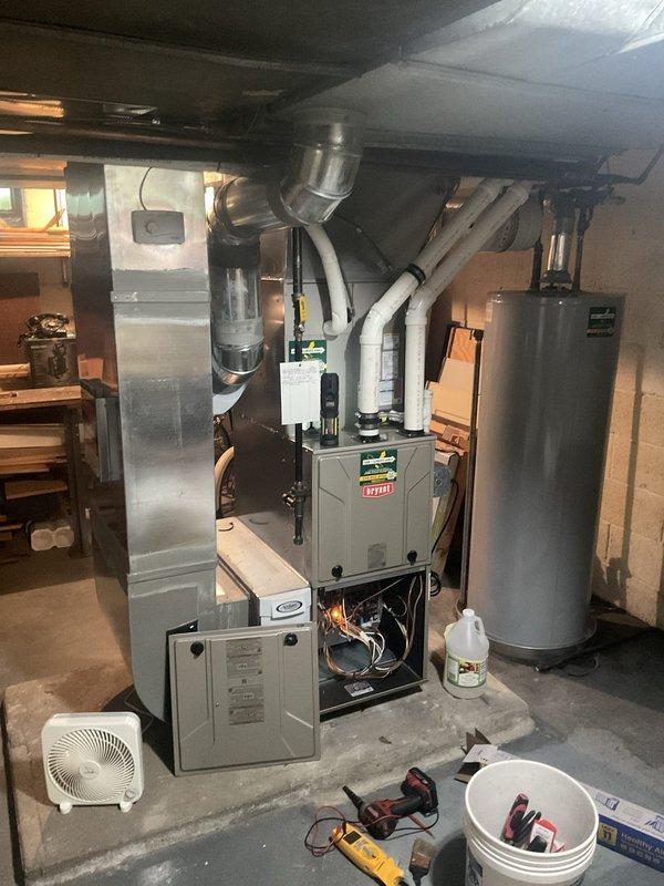 # HVAC Maintenance Service Completed

Performed comprehensive air conditioning maintenance on a 3-year-old Carrier CVPVF series unit utilizing R-410A Puron refrigerant. Conducted full system inspection including verification of refrigerant levels, electrical connections, and operational parameters. Provided customer education on proper thermostat programming and operation to optimize system efficiency and comfort control.