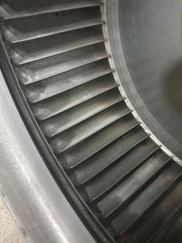 Performed complete blower assembly service on HVAC system. Removed squirrel cage blower wheel from unit, thoroughly cleaned accumulated dust and debris from all blades and housing components, and reassembled system to manufacturer specifications. Unit tested and restored to proper operation upon completion.