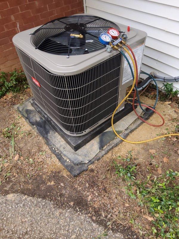 Completed full HVAC system installation including a new 80% efficiency gas furnace, 3-ton 14 SEER air conditioning system, and Ecobee thermostat. Relocated the outdoor condensing unit to a new concrete pad position on the driveway, requiring refrigerant line routing through the crawlspace. Installed new ductwork connections, electrical conduit, and line set to accommodate the relocated equipment. System was charged, pressure tested with manifold gauges, and commissioned to manufacturer specifications for optimal performance.