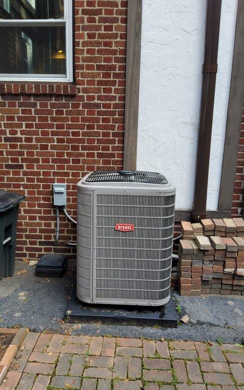 Completed routine maintenance on Bryant air conditioning system. Performed standard inspection of outdoor condenser unit and air handler, verifying proper operation of all components. System found to be operating within normal parameters with no issues identified during service visit.