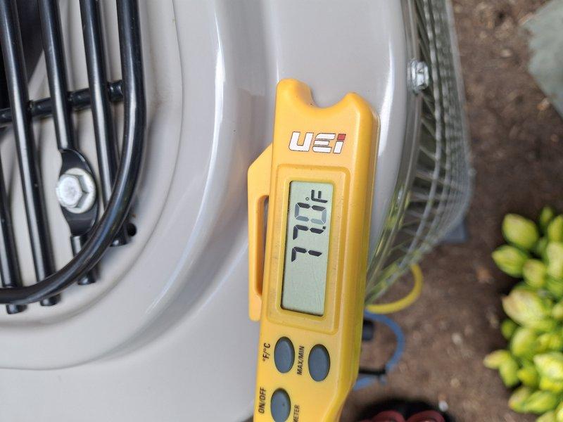 Performed complete AC tune-up on 1-year-old air handler system. Conducted comprehensive system diagnostics using digital gauges to measure refrigerant pressures, temperatures, and superheat readings, confirming proper system operation at 70.2°F ambient conditions. Discussed equipment cover options and ordering process with customer per their request.