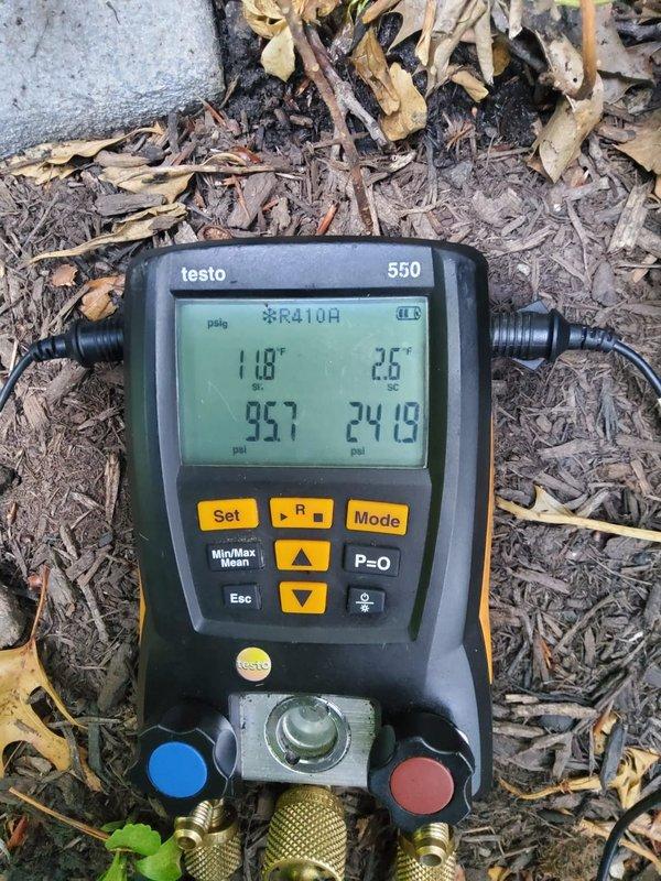 Completed preventative maintenance tune-ups on two Unico air conditioning systems. Performed standard maintenance procedures including refrigerant pressure and temperature measurements using digital manifold gauges, verified R410A refrigerant charge levels, and conducted system performance diagnostics to ensure optimal operation of both units.