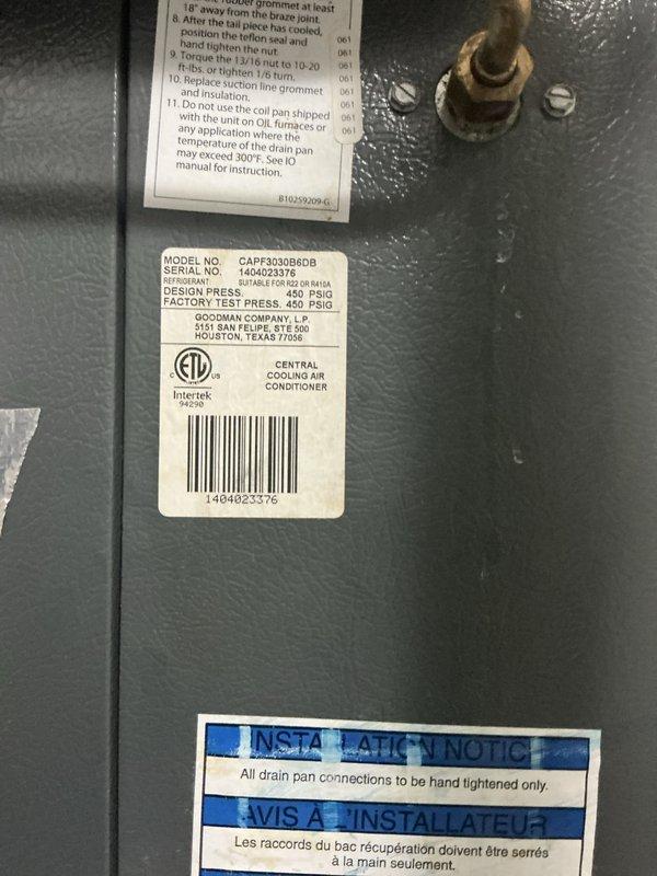 Performed comprehensive AC tune-up on Goodman central cooling system, model CAPF3030B8DB. Conducted thorough inspection of condenser unit exterior, verified manufacturer specifications and proper labeling. Inspected blower assembly and squirrel cage fan, confirming proper operation and cleanliness of centrifugal blower components. All system components found in satisfactory working condition with no issues identified during routine maintenance inspection.